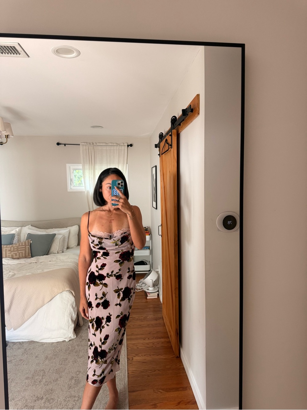 House of CB Blush Pink Floral Slip Midi Dress